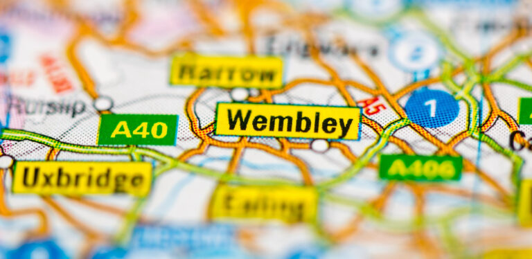 a map with the words ' wembley '