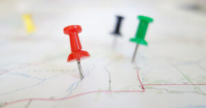 a map with pins and pins on it