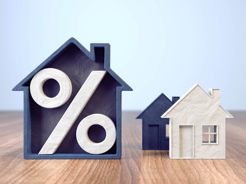 a house with a percentage sign