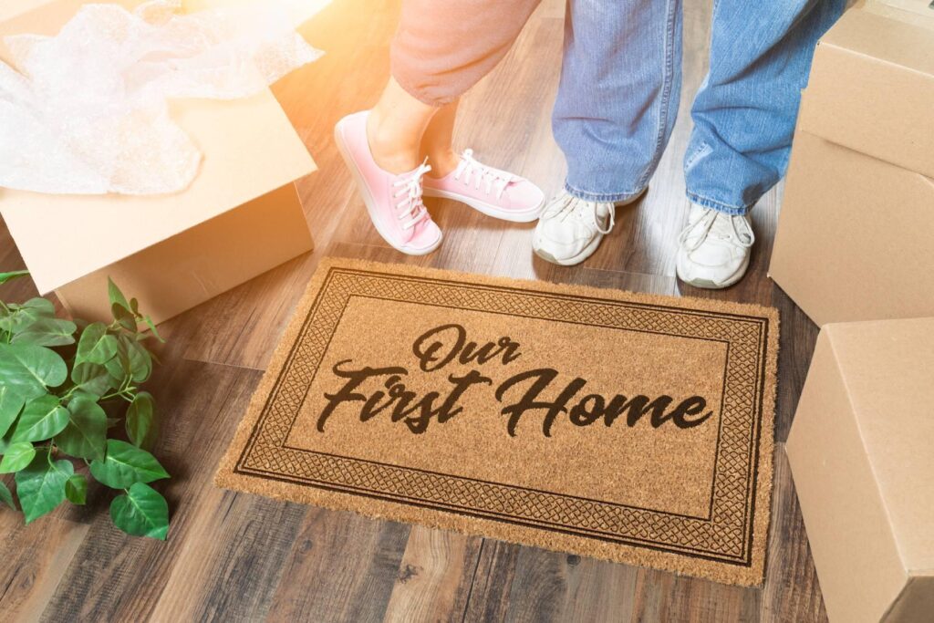 First home moving day, boxes packed, excitement in the air.