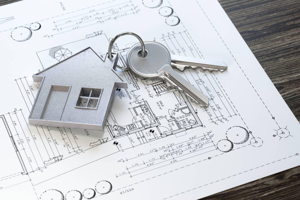 a house with keys on top of it
