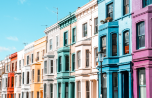 a row of colorful houses