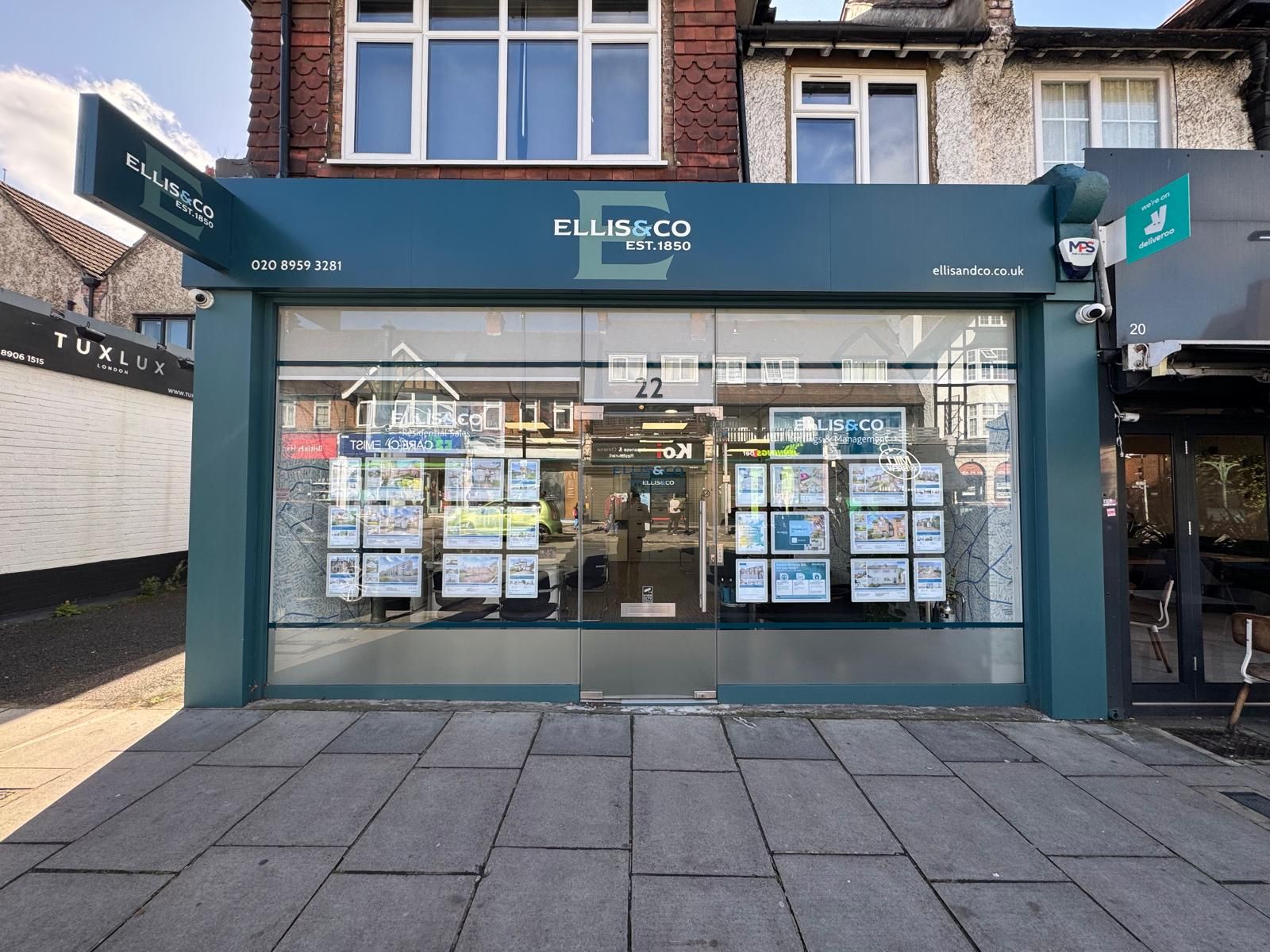 Exterior view of Ellis & Co estate agent office in Mill Hill.