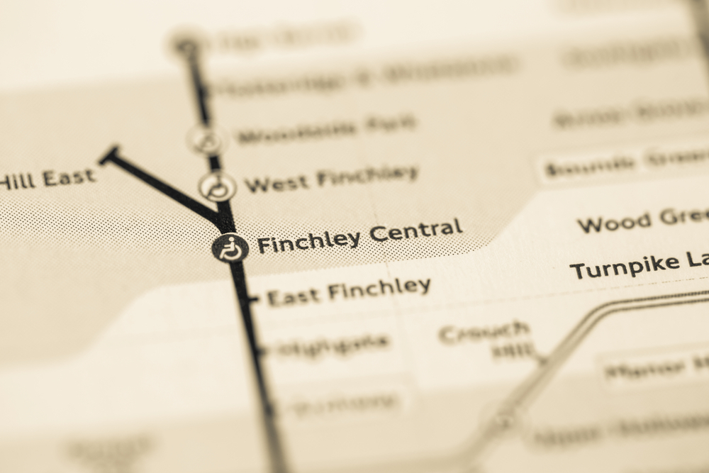 a map with a black arrow pointing to the location of a city