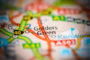 a map with the words ' golders green ' on it