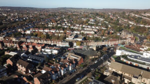 a view of a city from a high angle