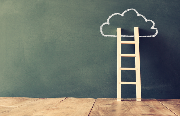 a ladder is standing on a wooden floor