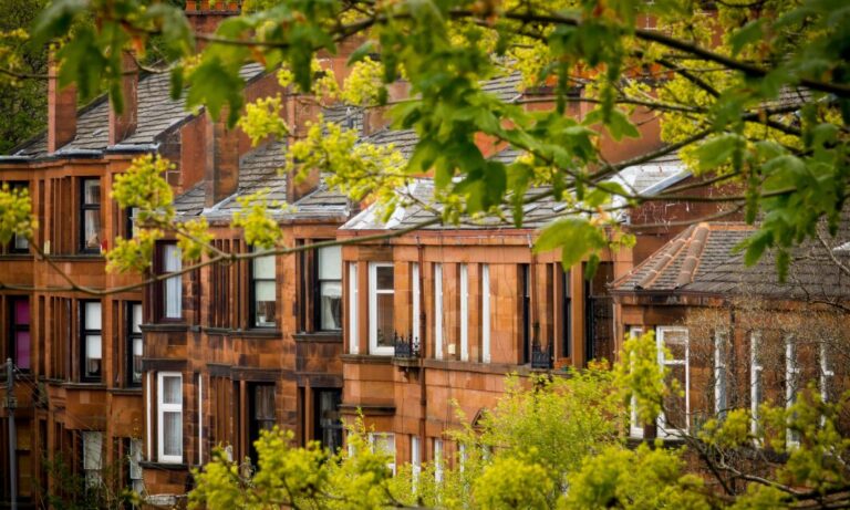 Traditional Victorian terraced houses in Bounds Green surrounded by greenery