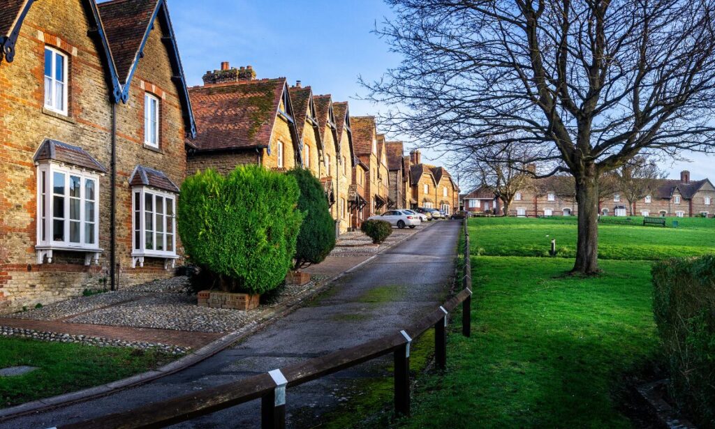 Row of traditional family houses in a quiet residential area of Golders Green London