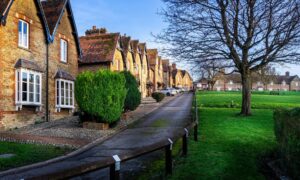 Row of traditional family houses in a quiet residential area of Golders Green London