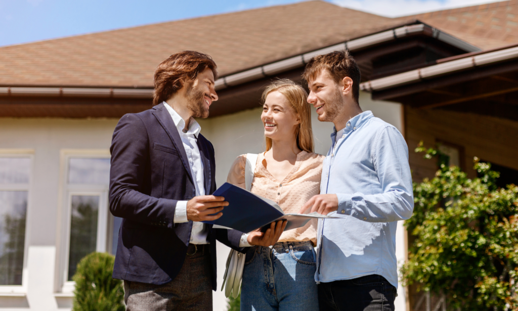 Tonbridge estate agent discussing a property with prospective buyers