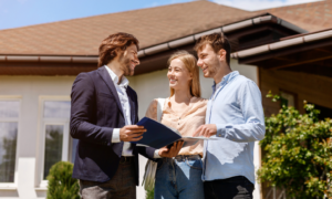 Tonbridge estate agent discussing a property with prospective buyers